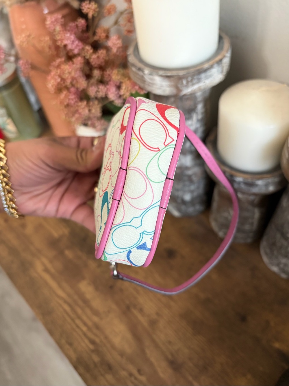 Coach Floral Print Pink Trim digital camera Pouch - Picture 5 of 6